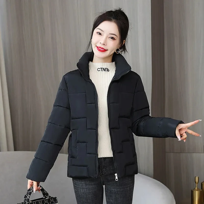 

2023 new female cotton-padded jacket autumn winter female zipper ultra light down cotton coat Korean version short jacket