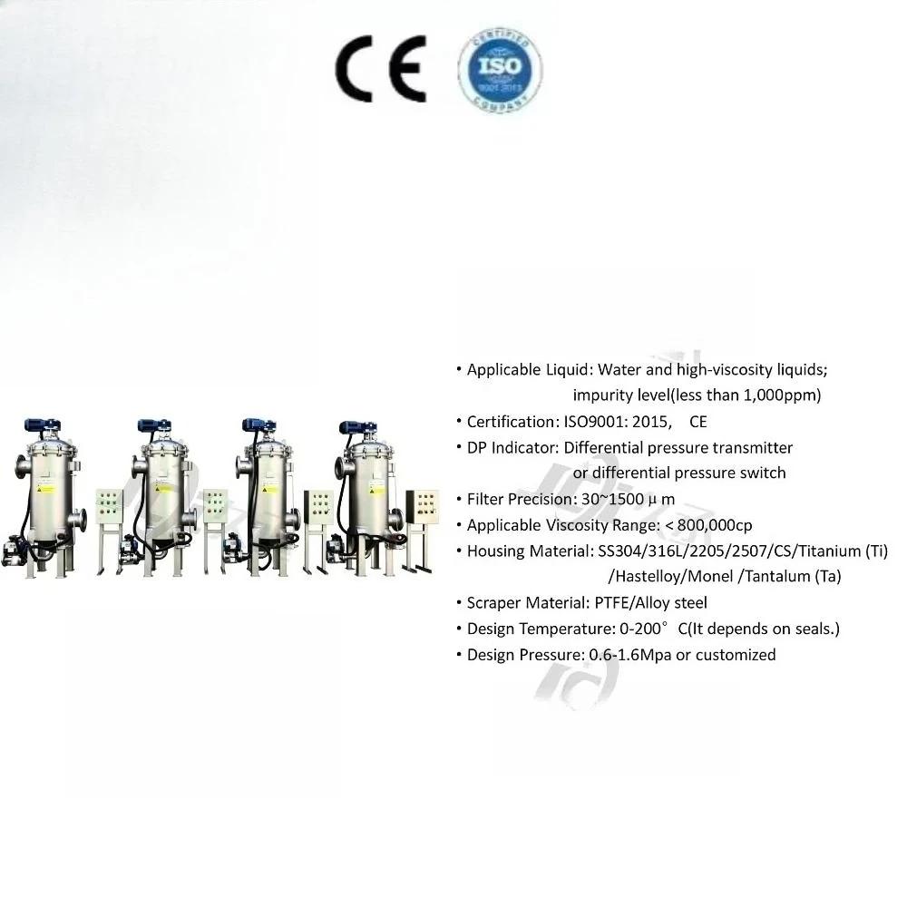 New JCI ISO9001 CE Certified Stainless Steel Self-Cleaning Fish Pond Filter DP Indicator 50~1500m Particle Size 4.4-2200 GPM
