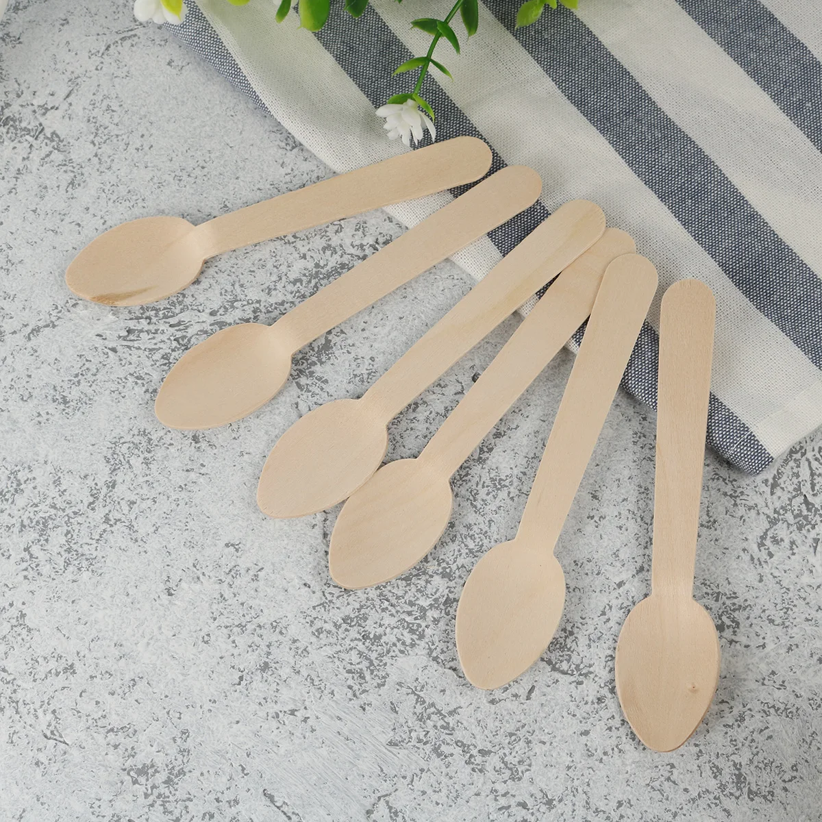 

48pcs Wooden Tableware Set Disposable Plates Cutlery Wood Fork Spoon Supplies Birthday Kids Shower