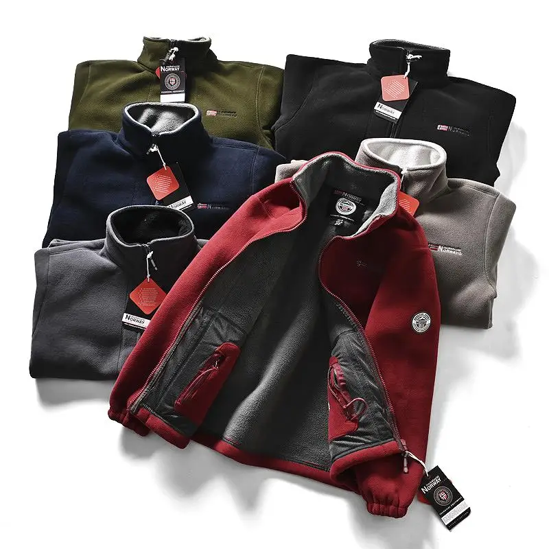 

Men's Double-sided Fce Jaet Thiened Fce Lined Loose Fit Autumn Winter Warm Casual Outerwear Stand Collar Zipper