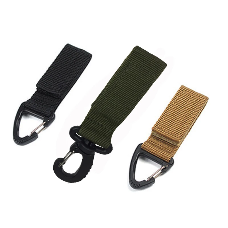 Military Tactical Hanging Key Hook Clip Clamp Buckle Nylon Webbing Molle Belt Carabiner Outdoor Strap Climbing Accessories