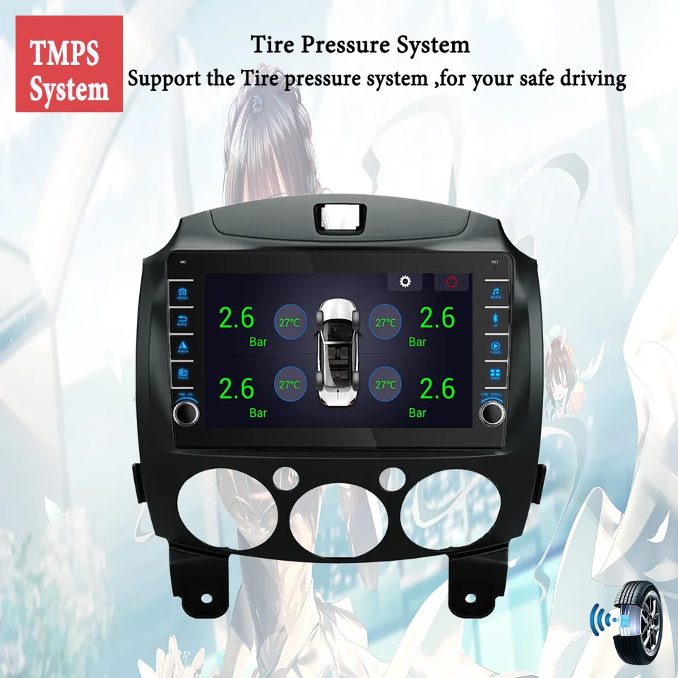 For Mazda 2 2007 - 2014 Android 14 8G Ram 128GB Car Radio AM FM Audio Video Multimedia DVD Cassette GPS Navigation Head Unit RDS