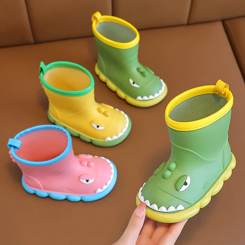 Dinosaur Children's Rain Boots Boys And Girls Cute Anti-slip Wear-Resistant Rain Shoes Soft Soled Outdoor Waterproof Shoes image 2
