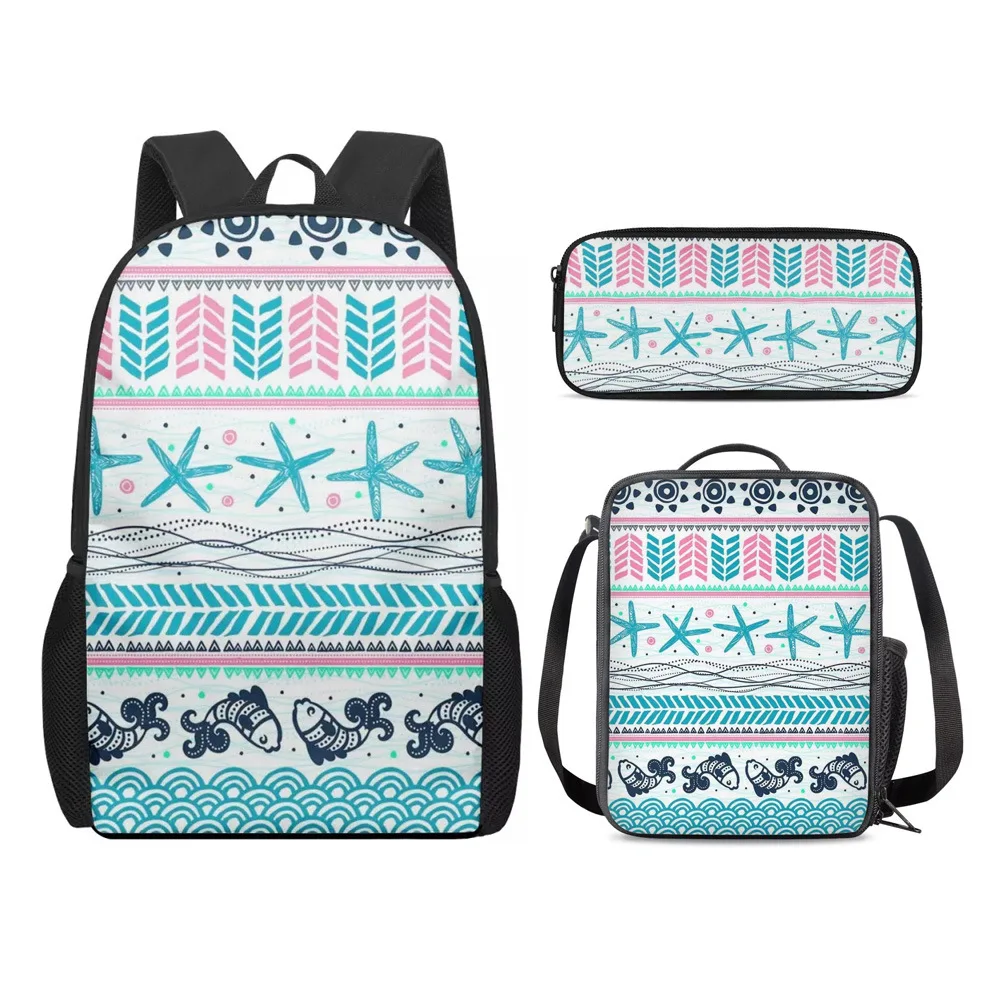 Classic Popular Funny animal Starfish dolphin 3D Print 3pcs/Set pupil School Bags Laptop Daypack Backpack Lunch bag Pencil Case