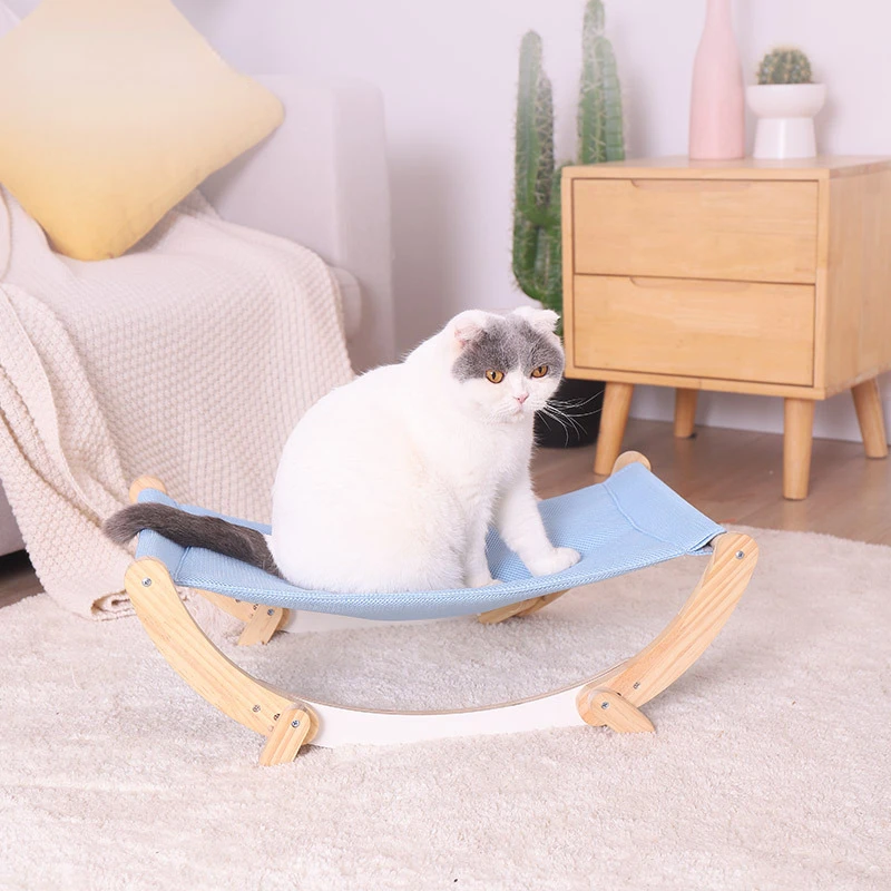 

Comfortable Wooden Cat Swing Hammock, Detachable, Durable Strong Wood Frame, Indoor Sleeping Mat, Pet Supplies, Puppy and Kitten