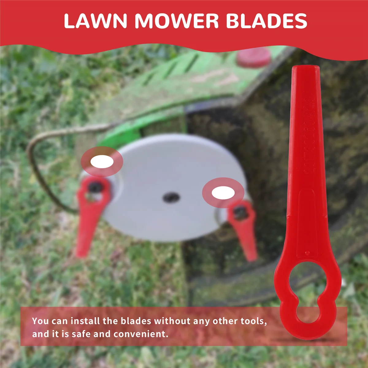 AA88 80 Pcs 8.3CM Plastic Grass Trimmer Blade Replacement Blades Lawn Mower Blades for Bosch Einhell Lawn Mower