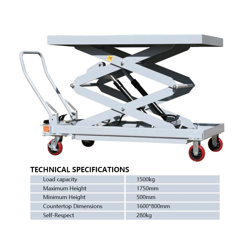 

Transmission Engine Lifting Car Battery Pack Disassembly Assembly Hydraulic Scissor Lift 1000KG Capacity 1500mm Lifting Height