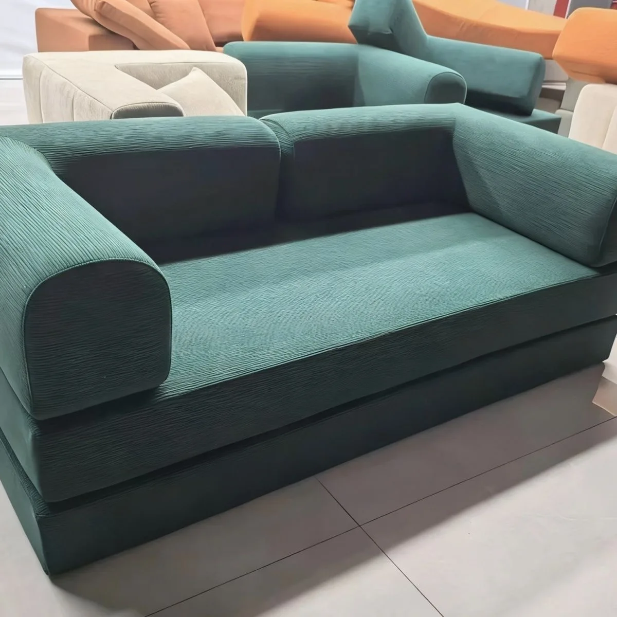 Italian Compressed Sofa Minimalist Retro Corduroy Sofa Bed  Modular Couch Foldable Washable Customizable for Living Room