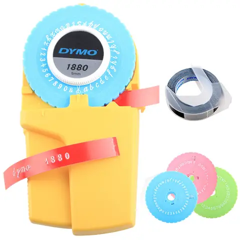 Dymo 1880 Organizer Xpress 수동 라벨 메이커 프린터, 3D 엠보싱 DIY 인쇄 9mm PVC 라벨 테이프 미니 휴대용 프린터