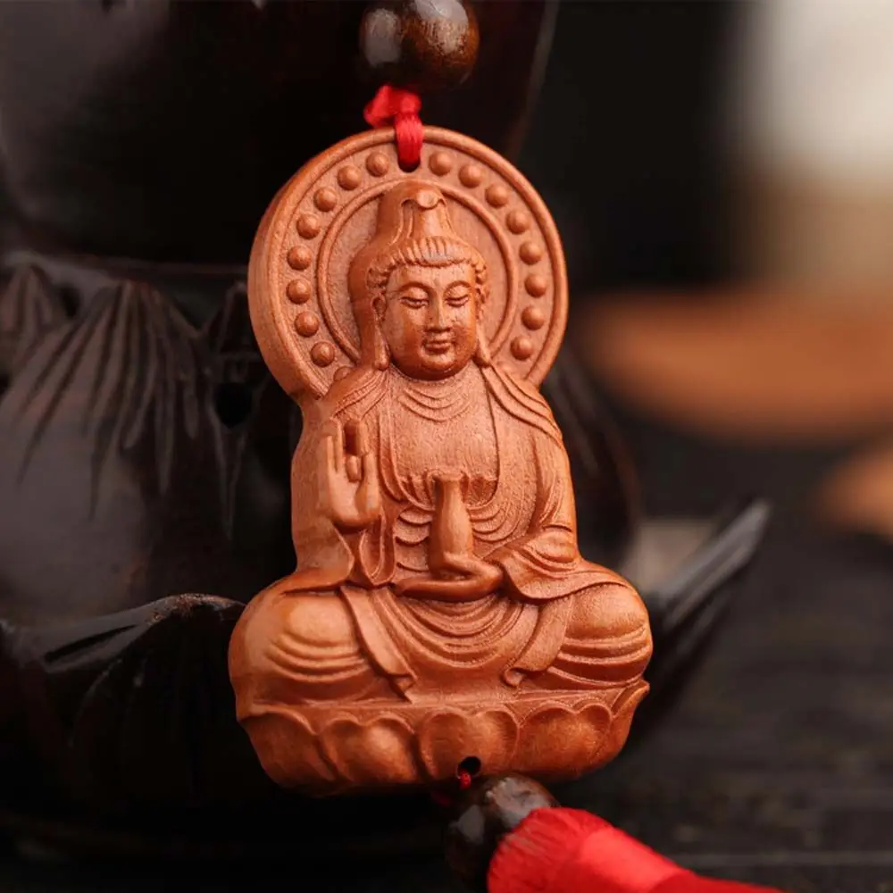 Pendant Decorations Car Decoration Lotus Guanyin Peach Wood Car Ornaments Car Pendant Guanyin Pendant Interior Accessories