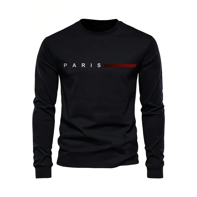 2025 ربيع جديد الرجال جولة الرقبة عارضة الشارع نمط الملابس فضفاضة الأزياء البلوز إلكتروني نمط الإبداعية طويلة الأكمام تي شيرت