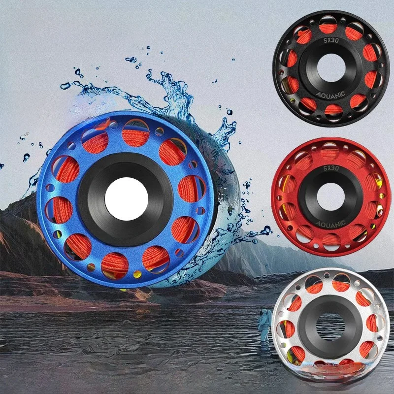 علم نايت سكوبا للغوص مع محور عجلة من سبائك الألومنيوم وسلك مسطح مضاد للالتفاف بطول 30 متر للرياضات تحت الماء والأنشطة الخارجية