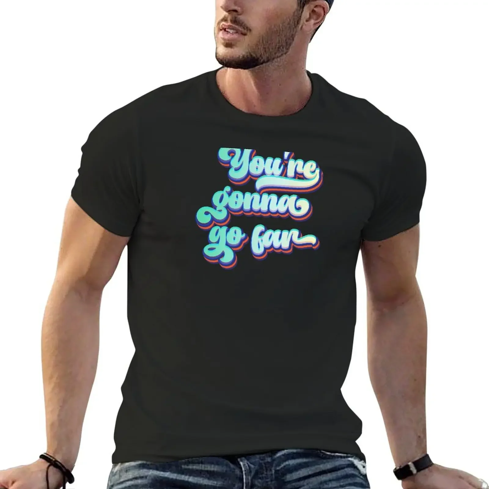 You're gonna go far Refreshing Gradient Lime Green T-Shirt graphic tee shirt cotton graphic tees Men's clothing