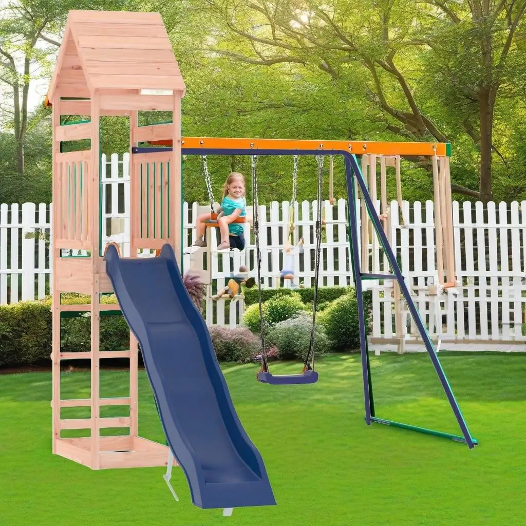 Solid Wood Douglas Outdoor Playset for Kids - Durable & Fun Garden Adventure Equipment