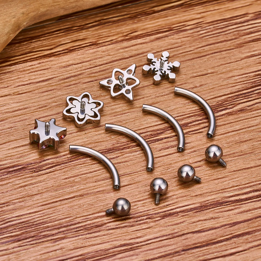 G23 Titanium Ear PIERC Earrings two-sided CZ Paved Top Threaded Labret Stud Tragus Navel nail Body Piercing Jewelry