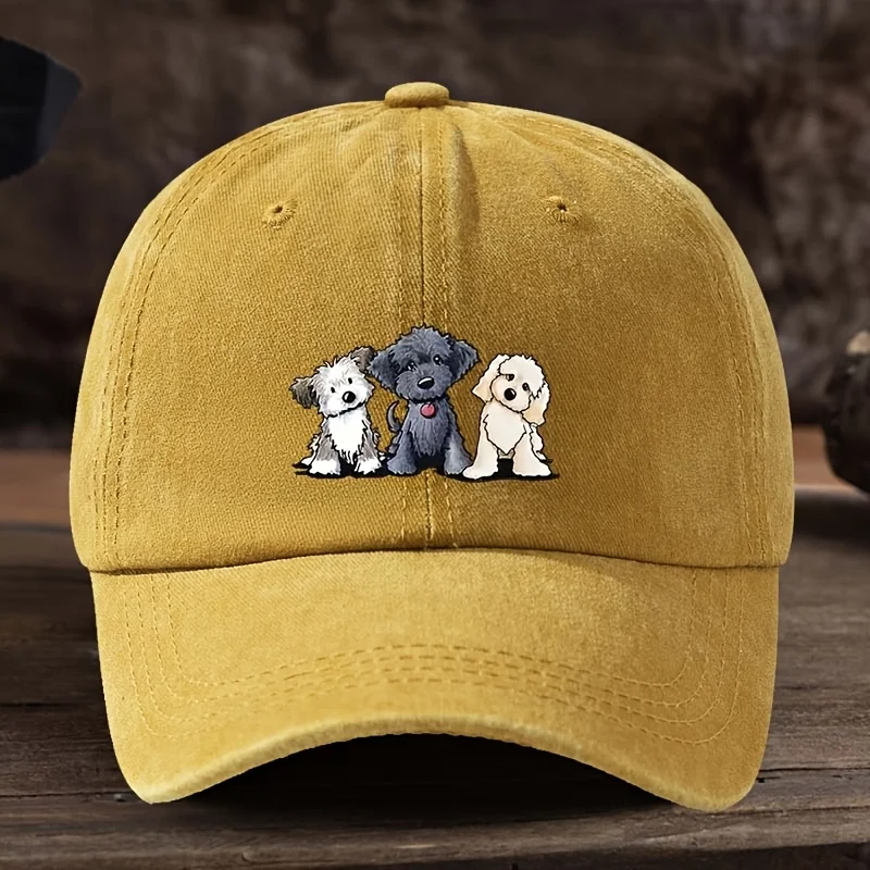 Bedruckte Baseballmützen mit drei Hunden, modische und vielseitige Entenzungenhüte, Outdoor-Herrenhüte, trendig