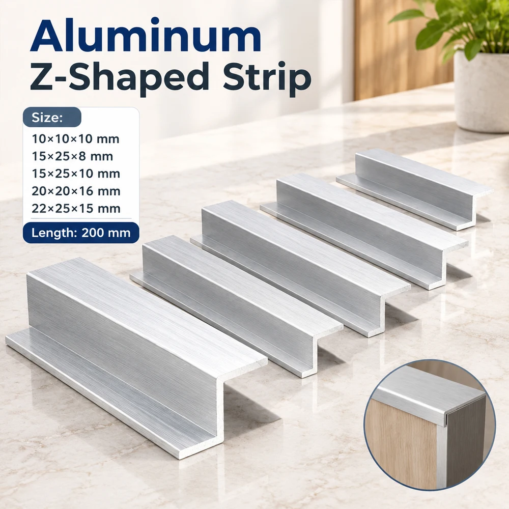 1-5Pcs Easy Install Aluminum Alloy Z-Shaped Trim Strip, 10/15/20/22mm Flexible Edge Molding Cabinet Door Window Frame Protection