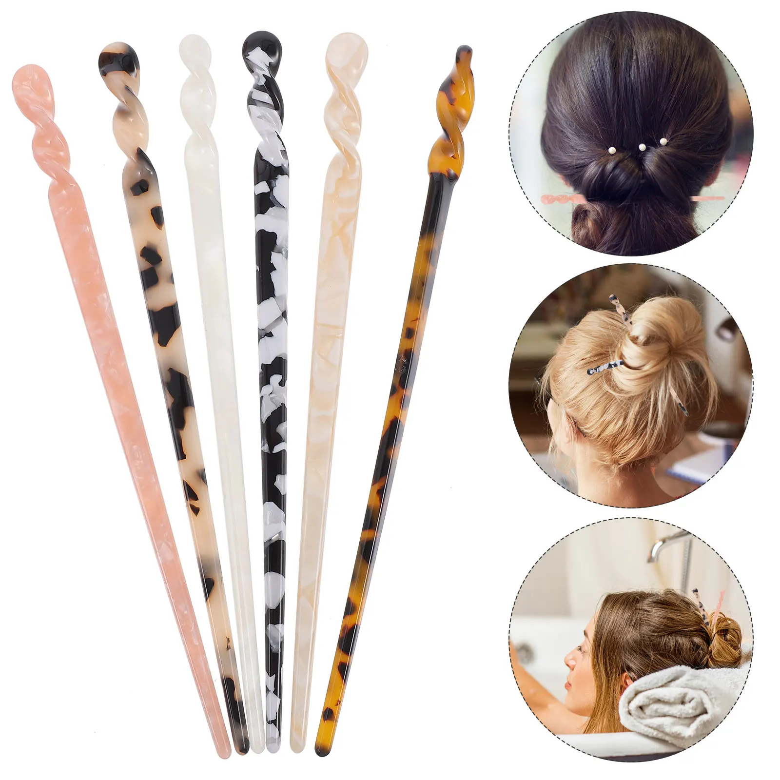 

6 Pcs Vintage Hairpin Headdress Bun Accessories Decorative Chopstick Classical Hairpin Hair Stick for Women Medium Hair