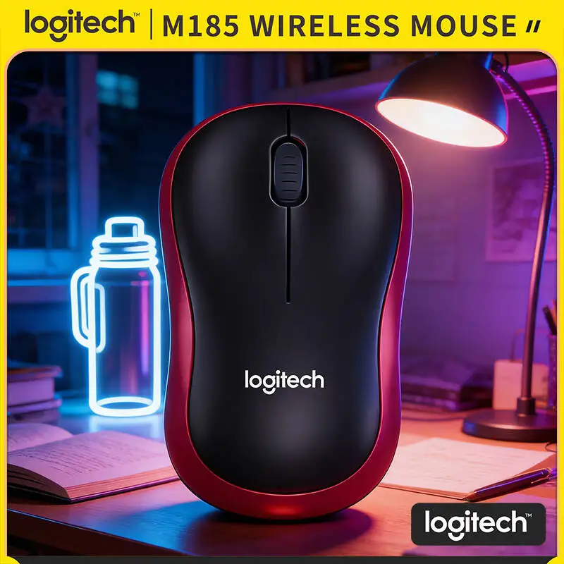 

Logitech M185 Ergonomic Wireless Mouse Eco-Friendly 3 Buttons Auto-Sleep 12-Month Battery Life Nano Receiver Desktop PC Use
