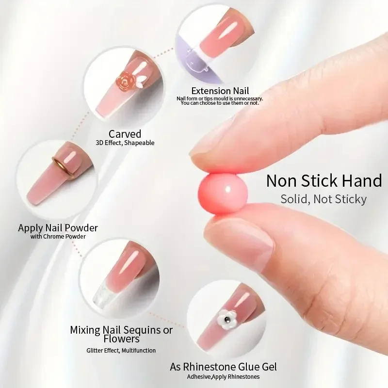 100ml ヌードクリアホワイト ノンスティック ハンドソリッド エクステンションネイルジェル ソークオフ UV/LED フィンガーエクステンションジェル DIYデザイン マニキュア