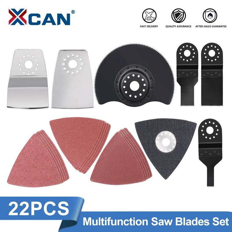 XCAN 22pcs Oscillating Tool Blade Set Multi Tool Blades Kit Quick Release For Cutting Wood Metal Plastic Power Tool Accessories