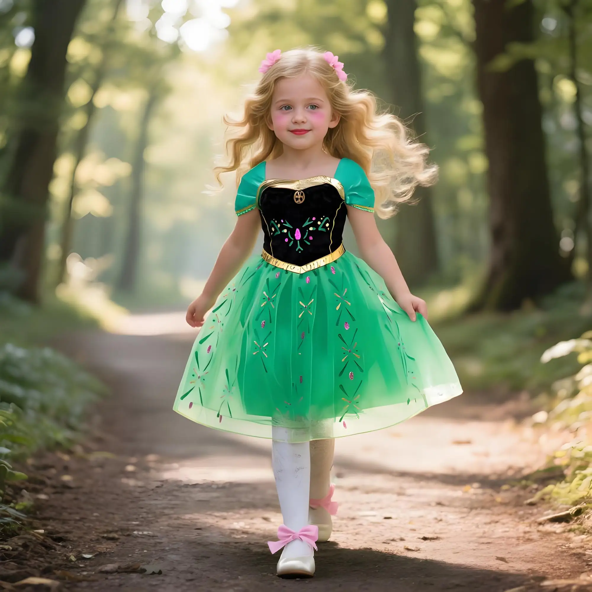 Girls' Frozen Snow Queen Anna Costumes For Kid Girl Fancy Birthday Party Gown Princess Dress Carnival Party Children Clothes ﻿ view 2