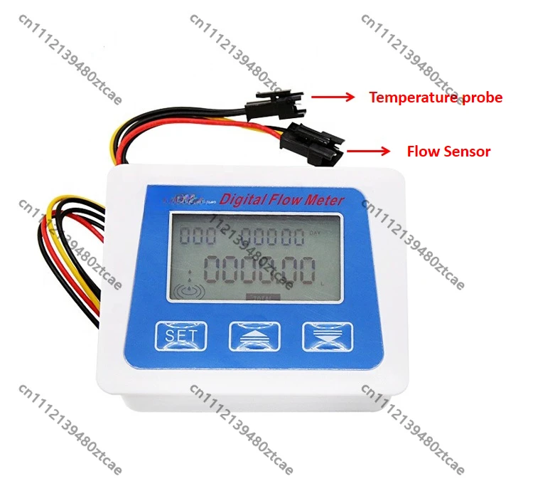G3/4 Inch Thread Water Flow Sensor With Temperature Probe Portable Digital Flow Meter Battery Powered