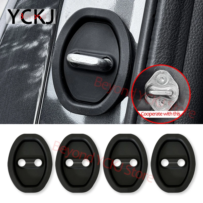 

Car Silicone Door Latch Protective Cover 4pcs Silent Shock Pads Universal Vehicle Doors Locks Guard Stopper Auto Accessories