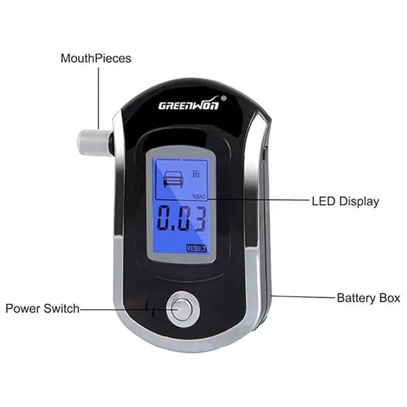 GREENWON Professional Digital Breath Alcohol Tester Breathalyzer Detector AT-6000