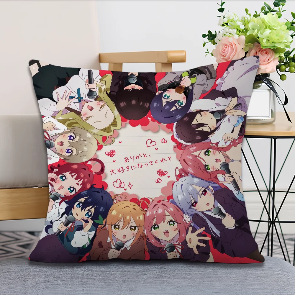 1pc Anime Girl Group Pillow Cover,  Polyester, 2-Sided 2D Print, Bedroom Living Room Sofa Decor, Anime Fan Support Memorial Gift