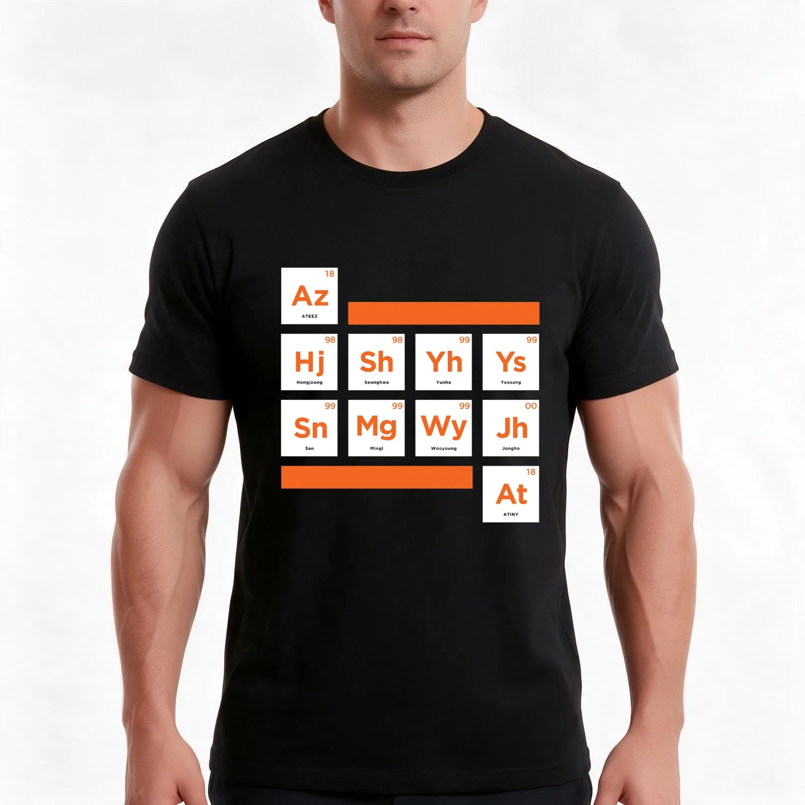 ATEEZ - Periodic Table T-Shirt Summer Casual Cotton Tee Oversized Streetwear Tops Vintage Graphic Print Unisex Men Women