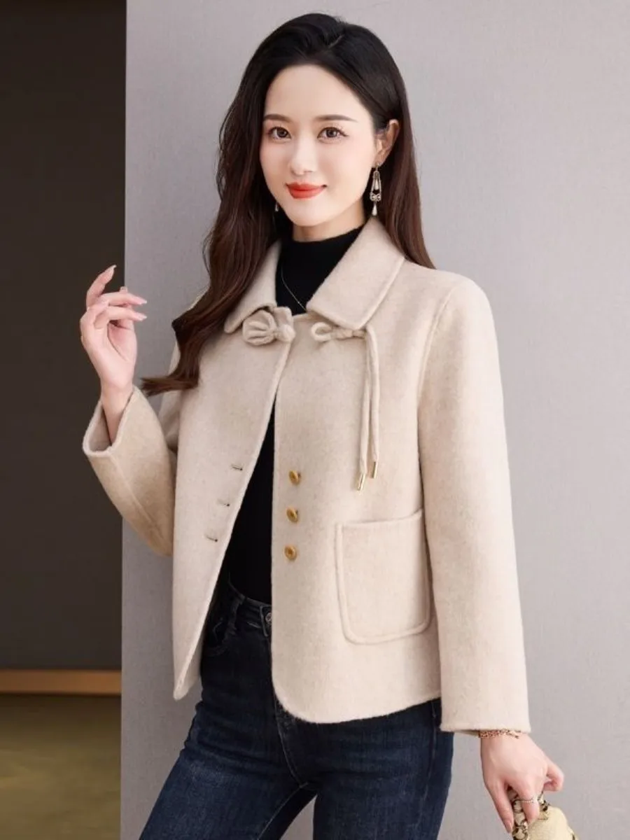 wine-red-ort-woolen-coat-women's-2025-new-autumn-winter-belted-elegance-pu-small-size-woolen-netie-faion-accory