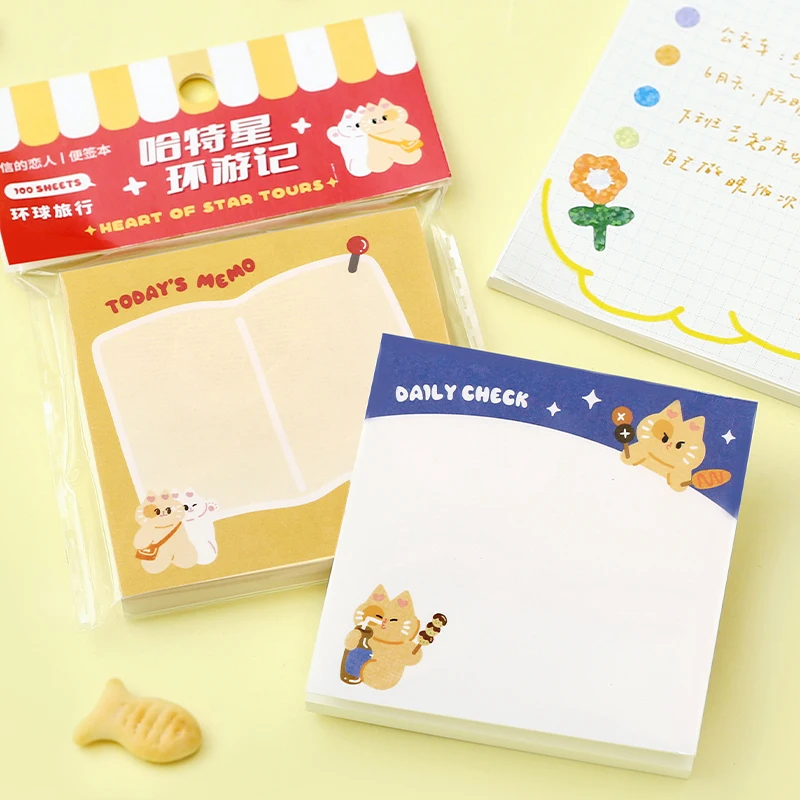 100Pcs Cute Rabbit Cat Travel Memo Pad Daily Weekly Check List Message Notes Paper Notepad School Stationery Supplies