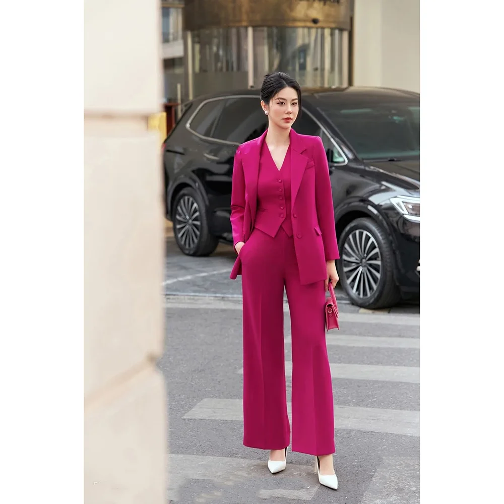 

3 Pieces Women Stylish Suits Jacket Pants Vest Chic outfits Office Lady Clothing Formal Occasion Blazer Set