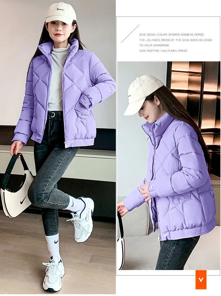Winter Jacket Women's Stand collar Cotton Warm Coat Korean Loose Ladies Thicken Short Coat Solid Casual Student Jackets Female
