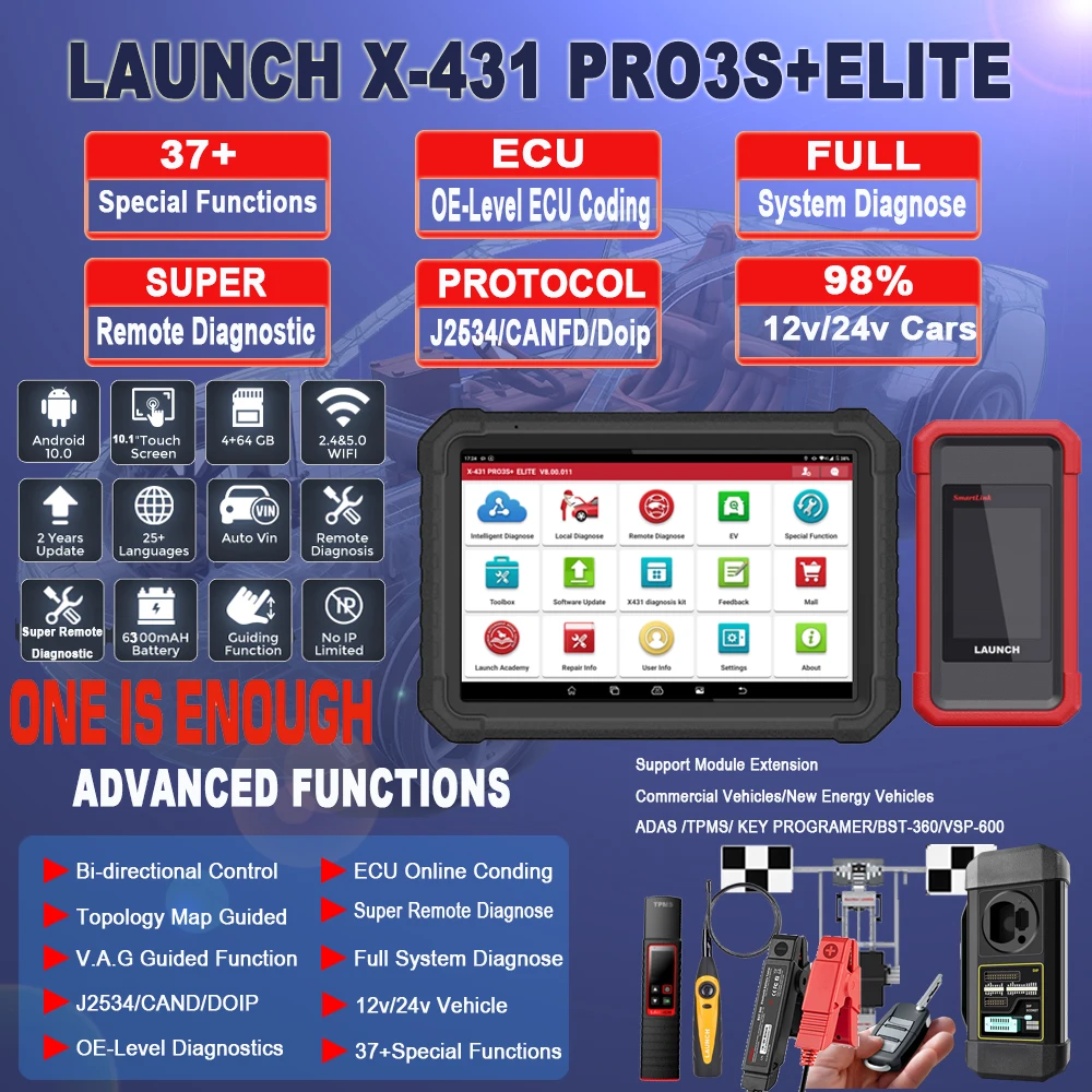 

Best Seller X431 PRO3S Elite 12V OBD2 Scanner 2 Years Free Upgrade CANFD J2534 37+Reset Functions Remote Diagnostic Tools