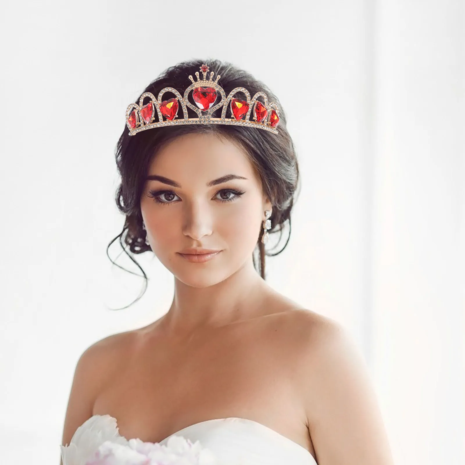 

Роскошная свадебная тиара-корона с сердечками из страз для невесты, нарядная повязка для волос для женщин и девушек на свадьбу, выпускной, конкурс красоты