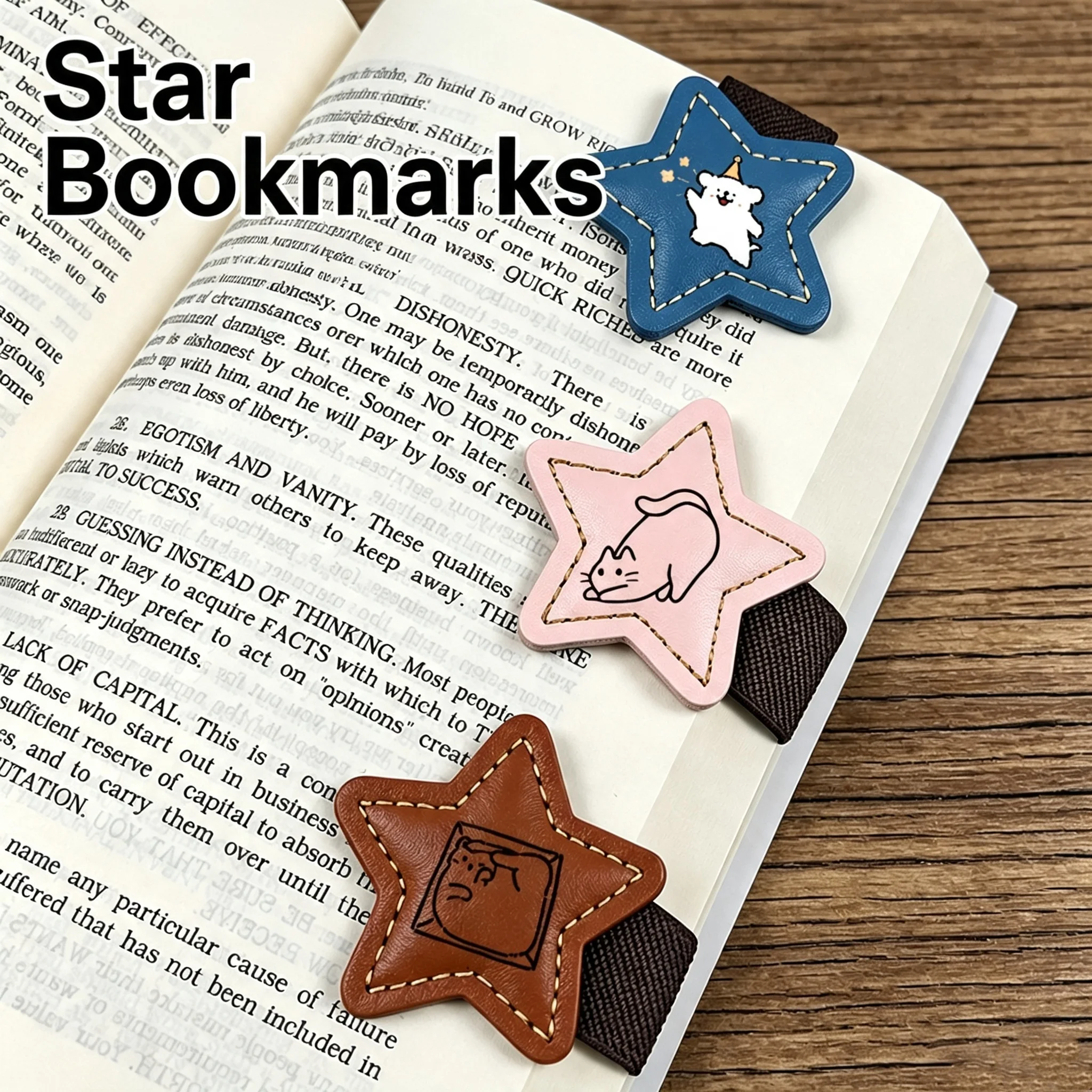 Vintage Bookmark Flexible Book Reading Bookmark Star Shaped Bookmark Elastic Leather Page Marker For Notebooks Family And