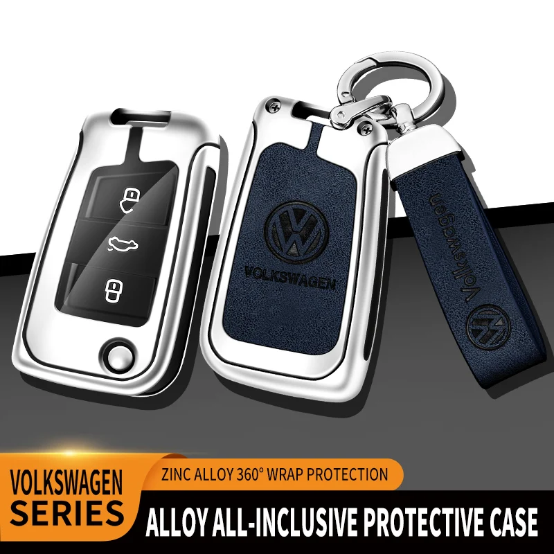 For Volkswagen VW Tiguan MK2 Golf 7 MK7 T-Cross T-ROC Polo Touran Car TPU Zinc Alloy Key Case Bag Car Key Chain Metal Key Shell