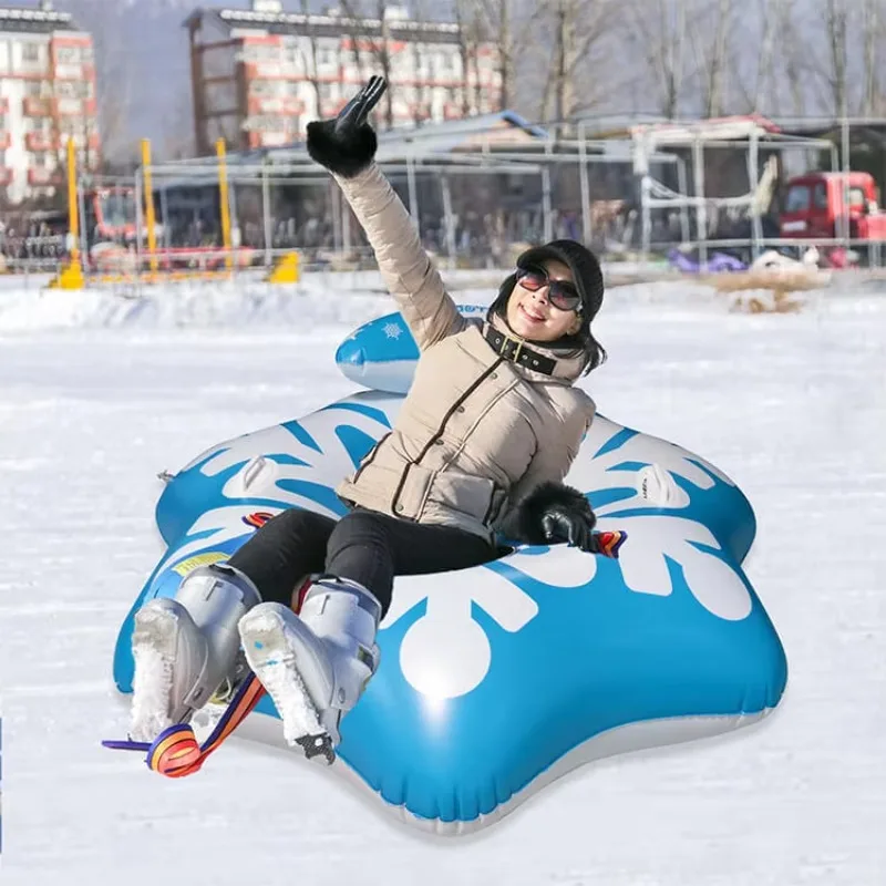 2027  Inflatable Snowflake Ski Ring and Outdoor Ice Snow Sports Inflatable Sled Adults and Children's Snow Slide Toys 6 Pieces S