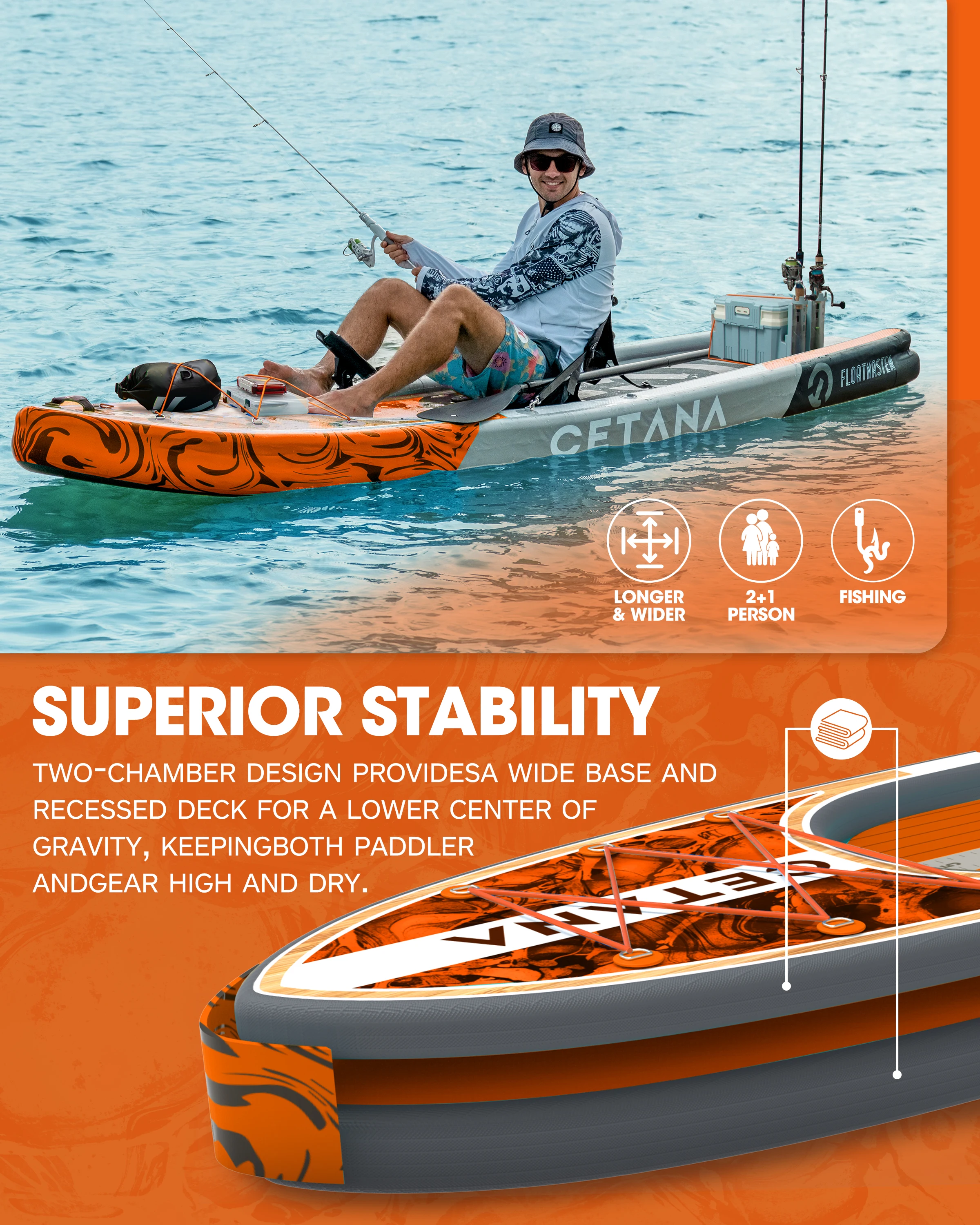 China Factory Inflatable Boat Double Chamber Inflatable Paddle Board Fishing Kayak Inflatable Fishing Sup With Rod Holders view 5