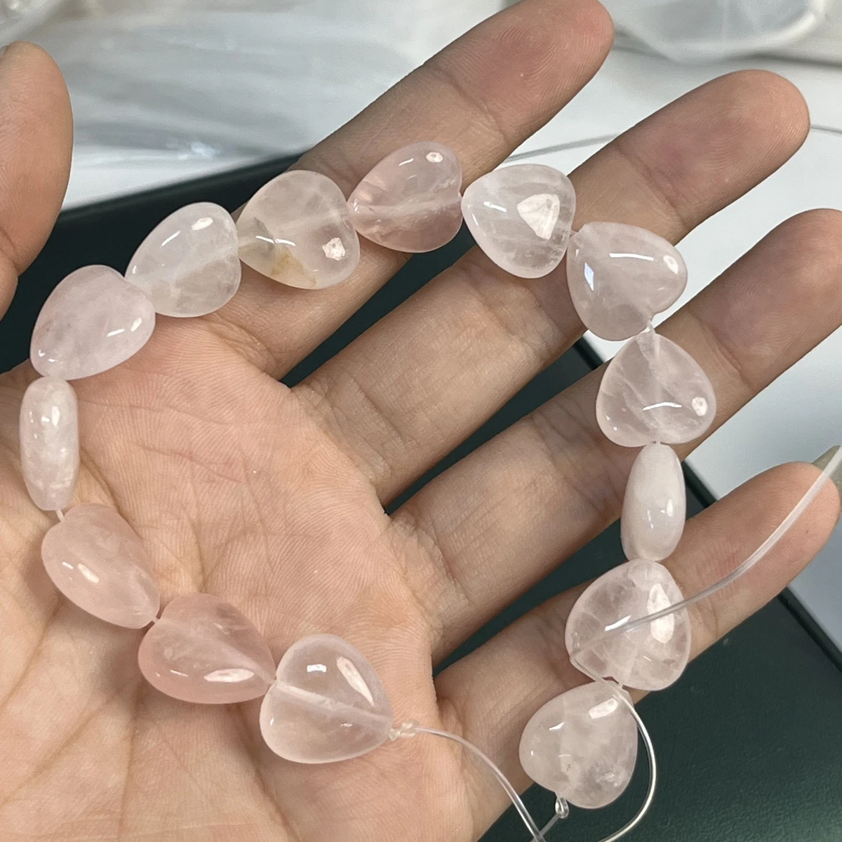 

14mm Heart-Shaped Natural Stone Crystal Beads Rose Quartz Beads for Jewelry Making DIY Necklace Bracelet Accessories Wholesale