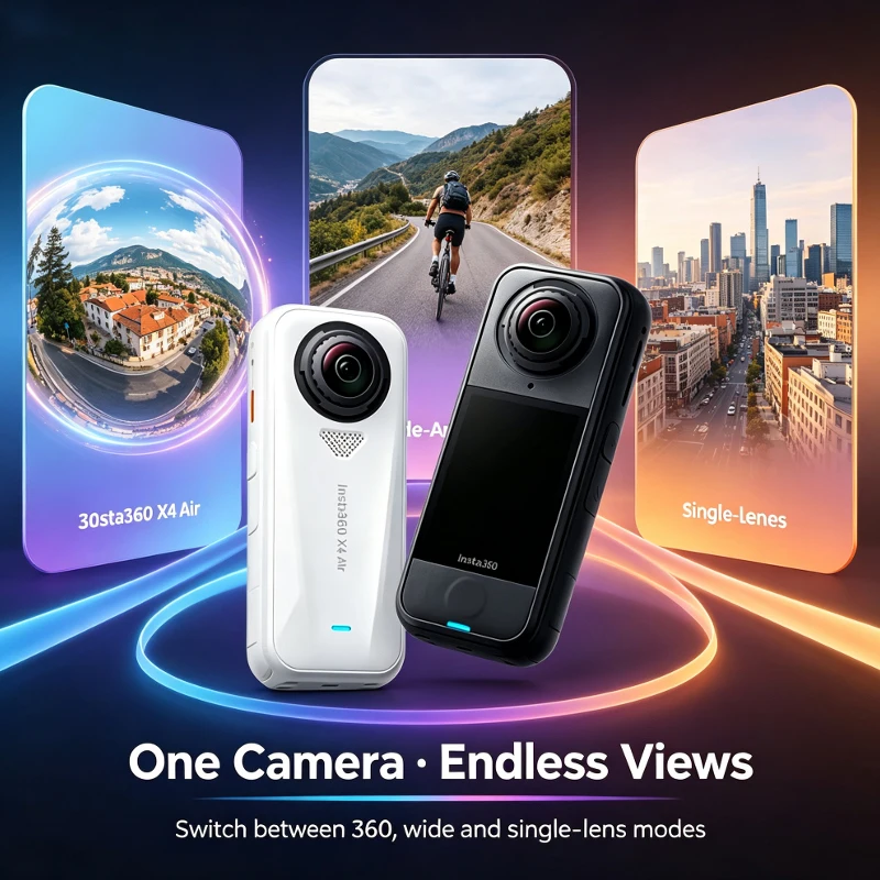 Cámara Insta360 X4 Air / X4 Action – Cámara ligera de 8K y 360 grados que pesa 165 g, con efecto de palo selfie invisible y parabrisas integrado; X4 Air 6