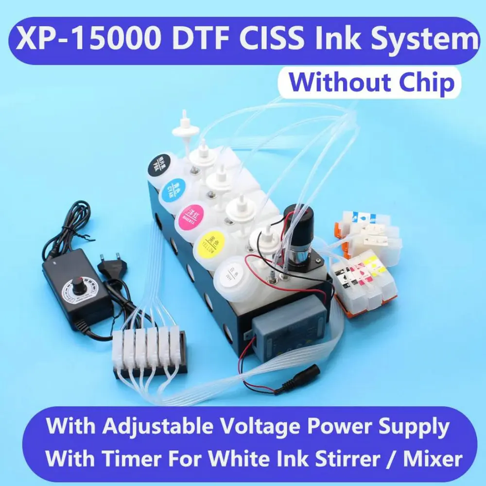 XP15000 Imprimante DTF CISS Système D\'encre Pour Epson XP 15000 DTF Alimentation En Encre Dtf Kit XP-15000 Encre Blanche Précieuse Sœur Vitesse