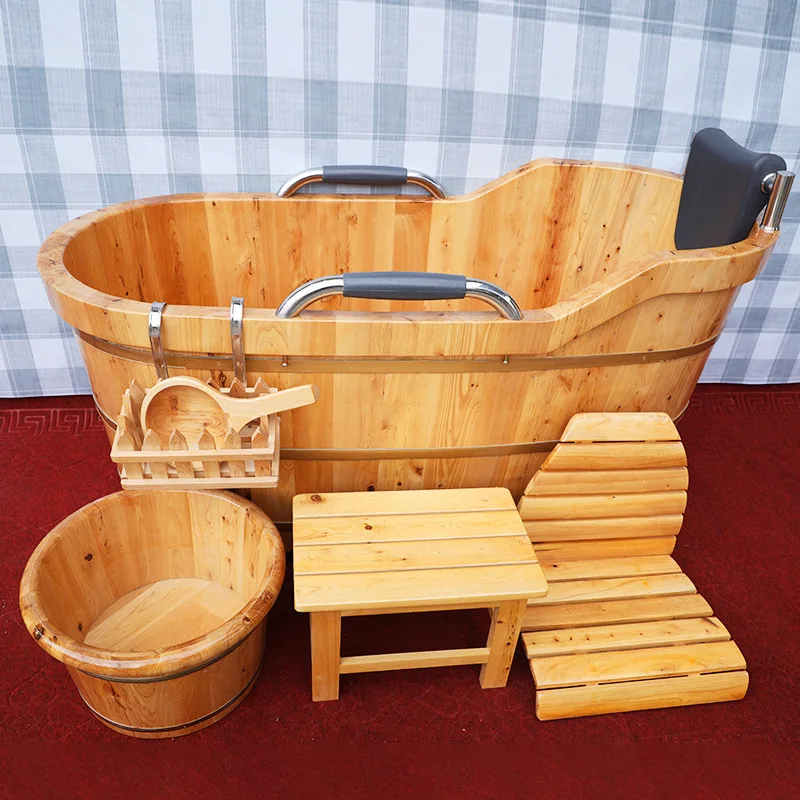 Cedar Wooden Bath Bucket, Bath, Adult Household Thickened Armrest Wooden Bath, Bathtub Manufacturer