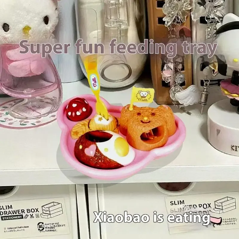 Dynamic Bear Box and Kitchen Role Play Toy - Kids Pudding Feeding Early Education Set