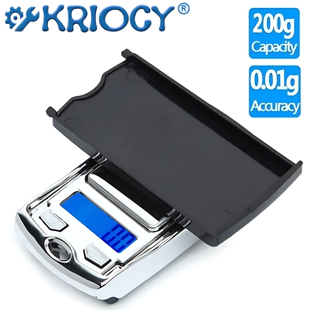Mini Balança Digital Gram Eletrônica de Bolso com Display LCD e Baterias, Precisão, Portátil, Carro, Forma Chave, 0.01g, 200g, 1Pc