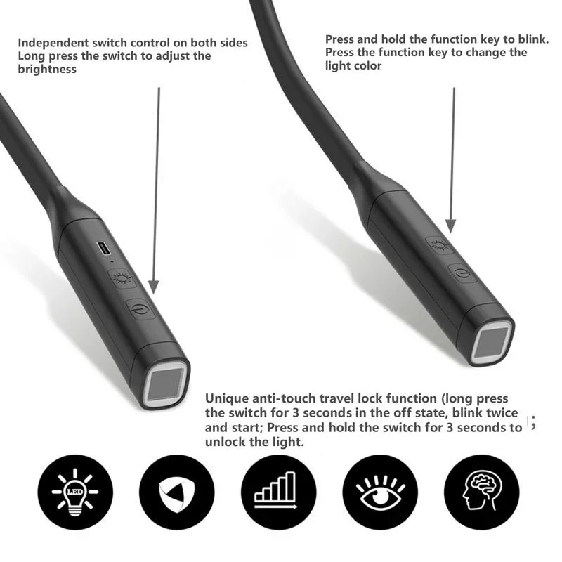 Lampe de Lecture LED Flexible à 3 Couleurs, Rechargeable par USB, Lumière de Nuit à Gradation en Continu, Outils de Lecture de Signets