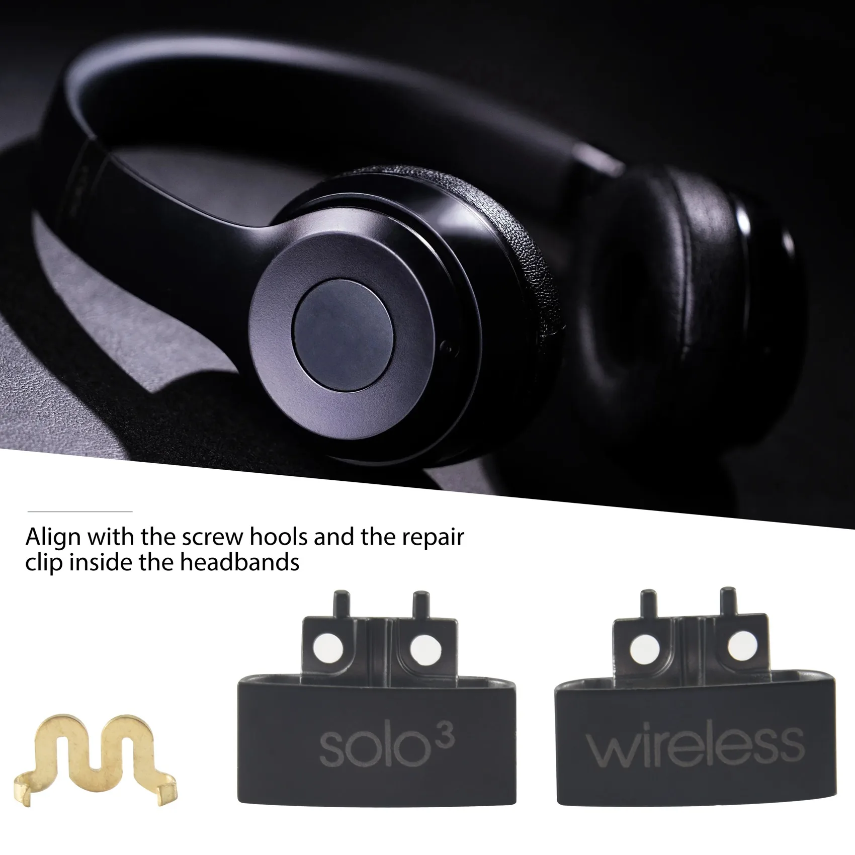 Hinge Replacement Headband Connector Hinge Clip Cover for Beats Solo 3 Wireless A1796 On-Ear Headphones Matte Black