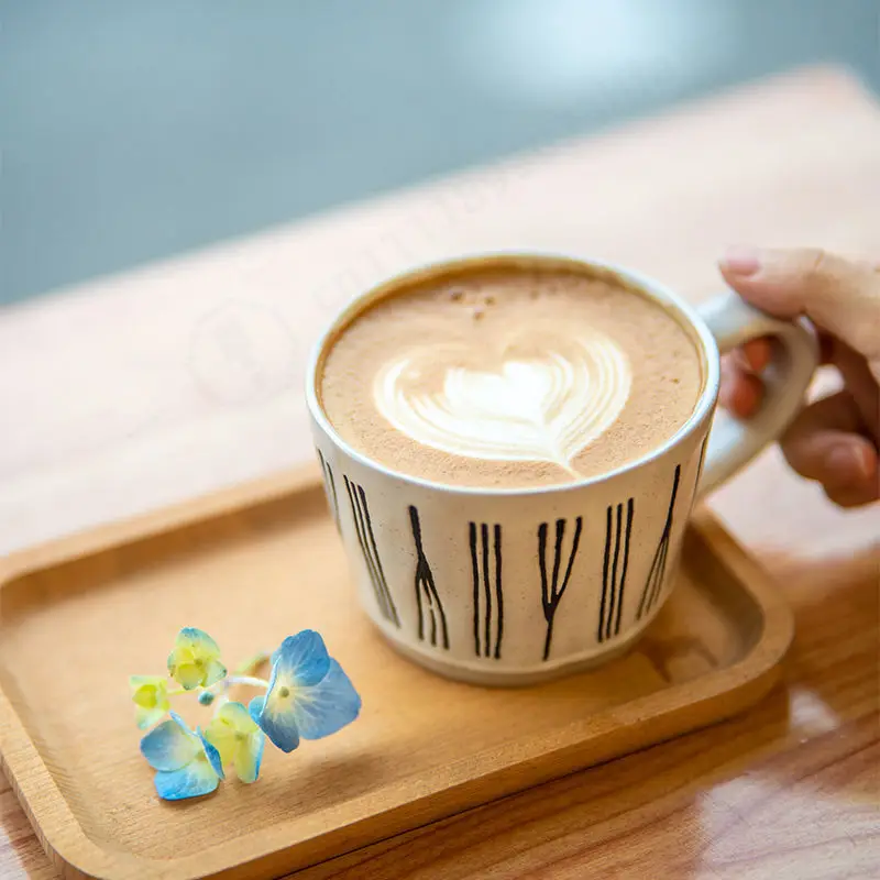 American Style Pour‑Over Coffee Mug High‑Appearance Ceramic Cup with Spoon Large Caliber Household Water Cup Slight Imperfection